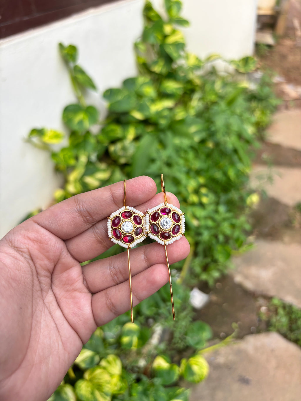 Stone stick cuff earrings