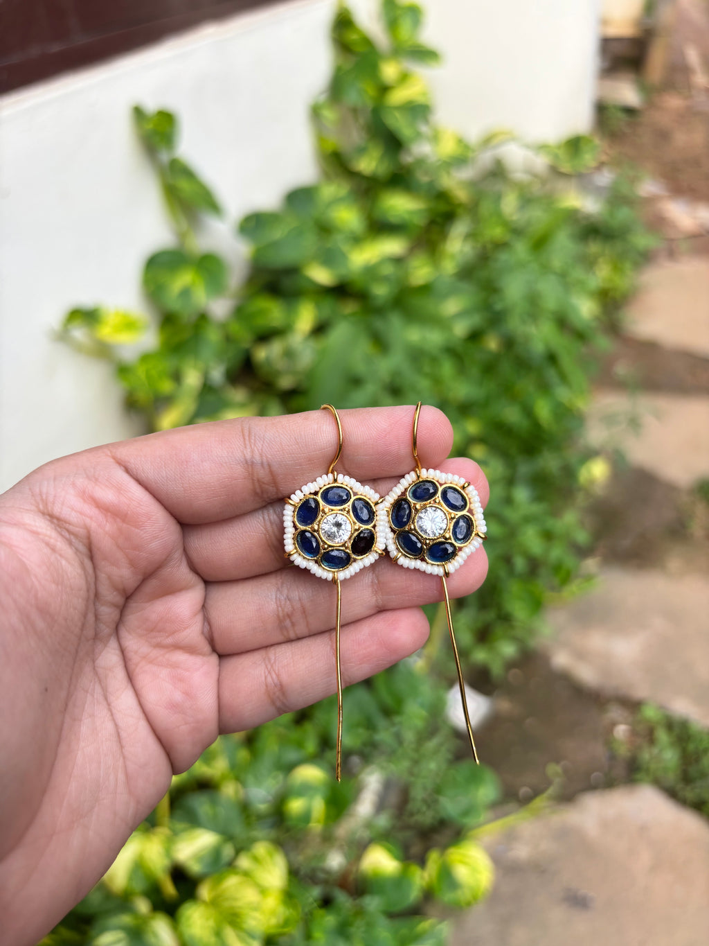 Stone stick cuff earrings