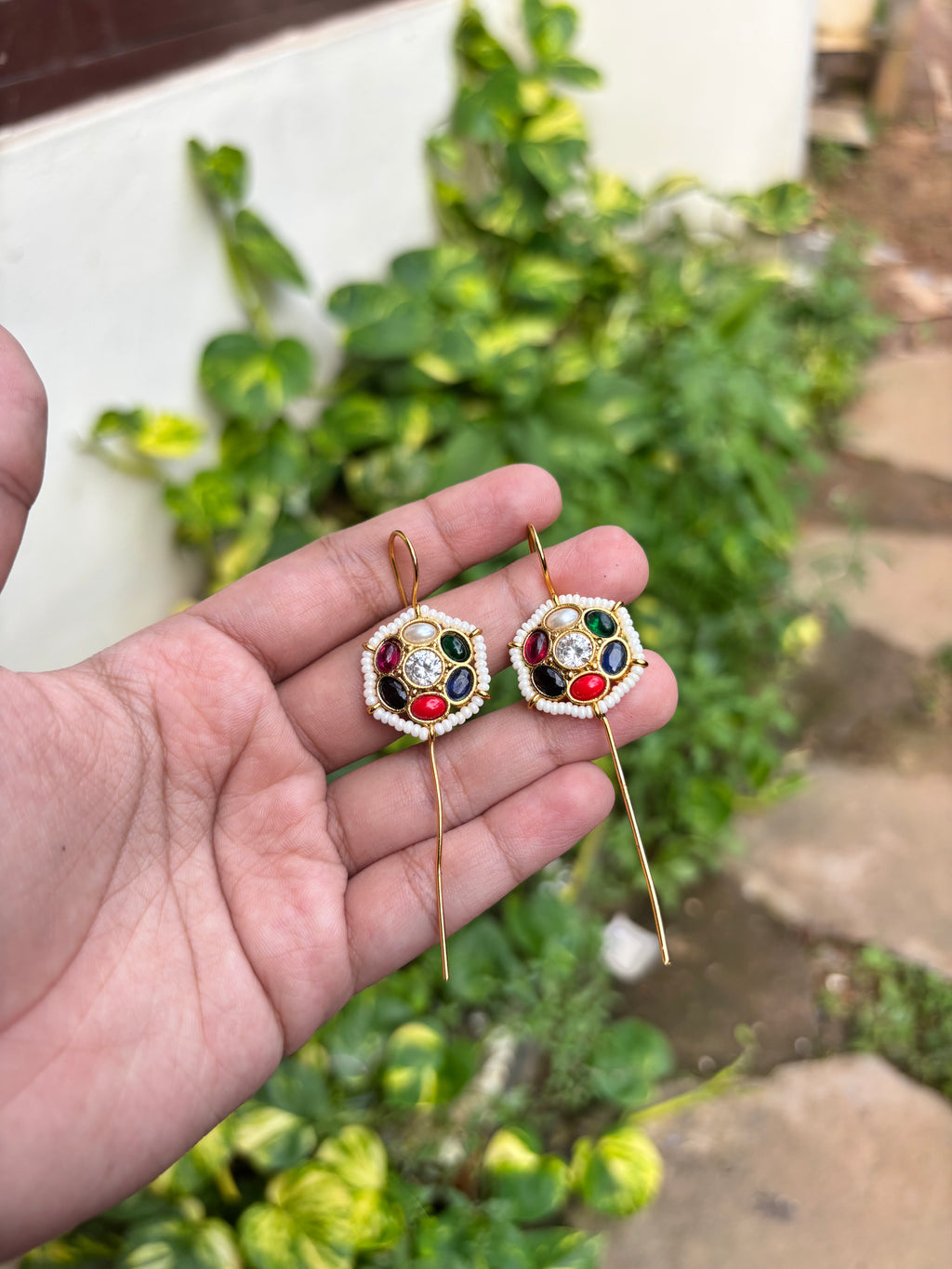 Stone stick cuff earrings