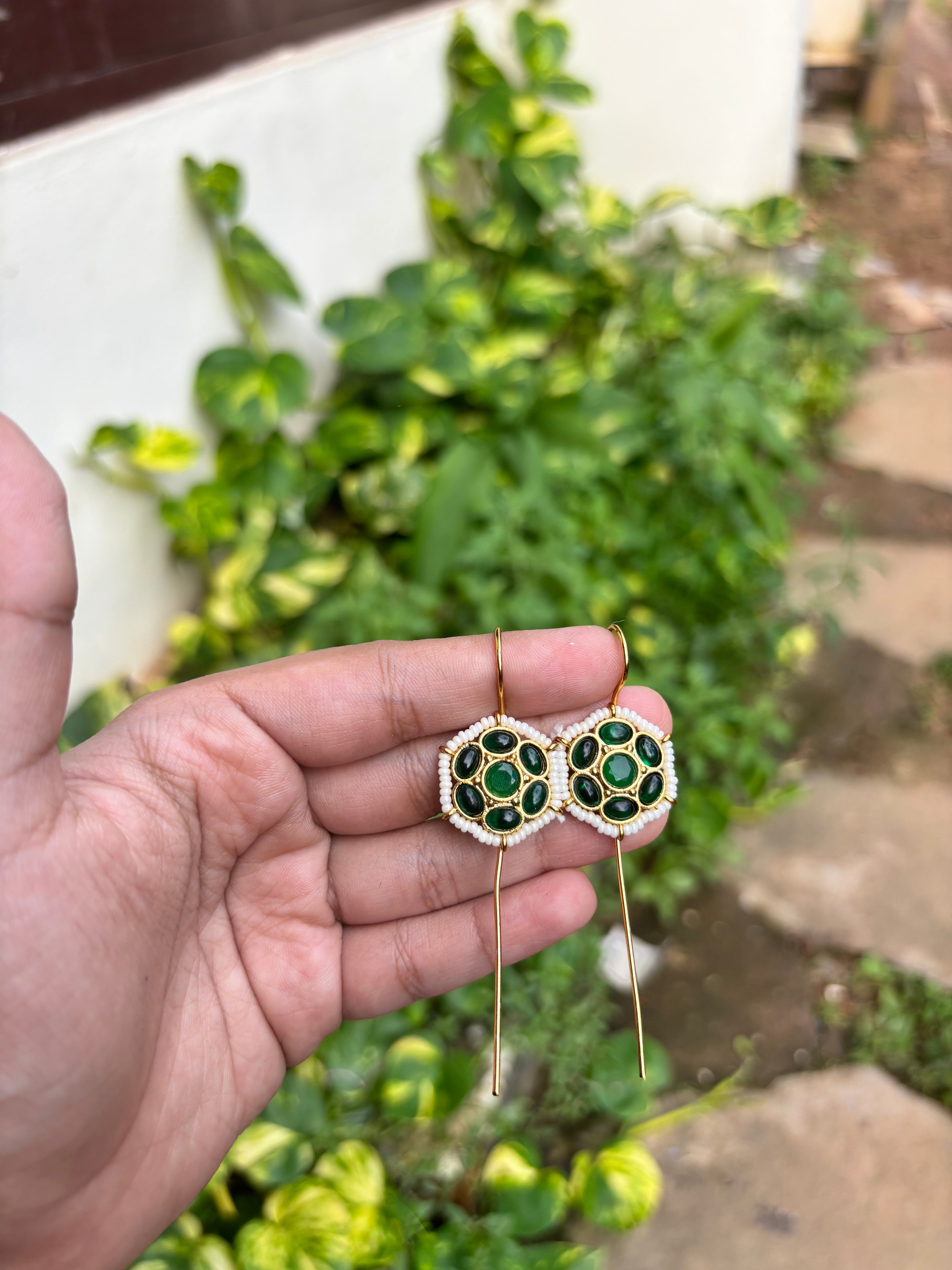 Stone stick cuff earrings