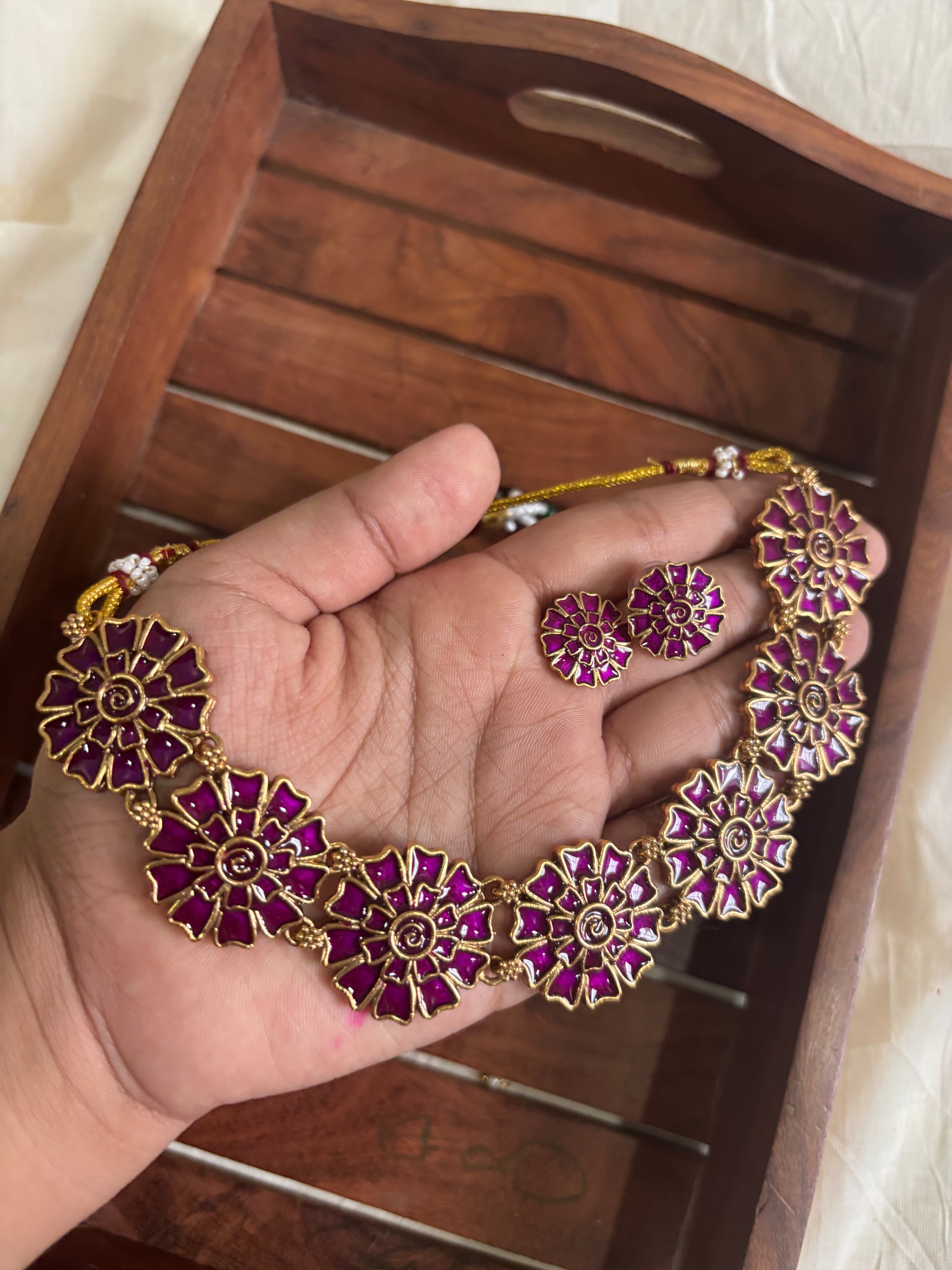Floral statement choker