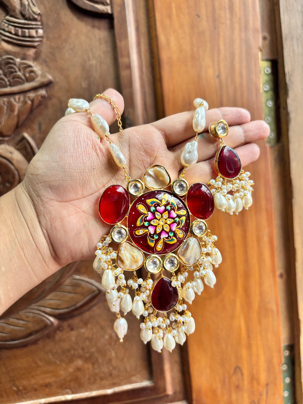Mother of Pearl and stone neckpiece