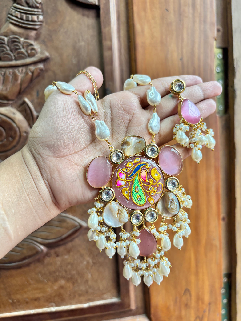 Mother of Pearl and stone neckpiece