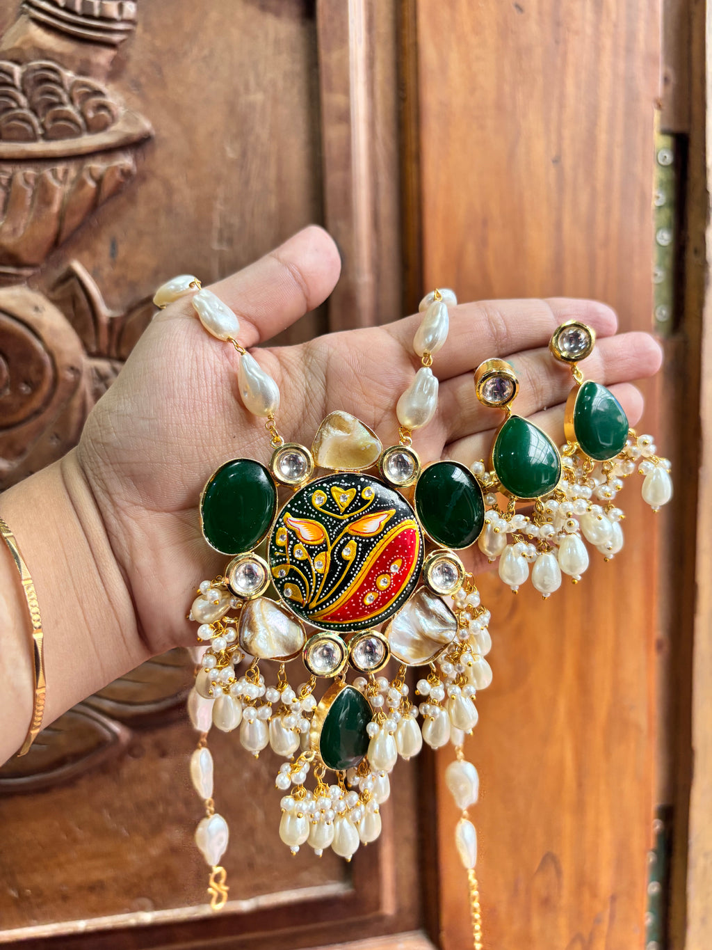 Mother of Pearl and stone neckpiece