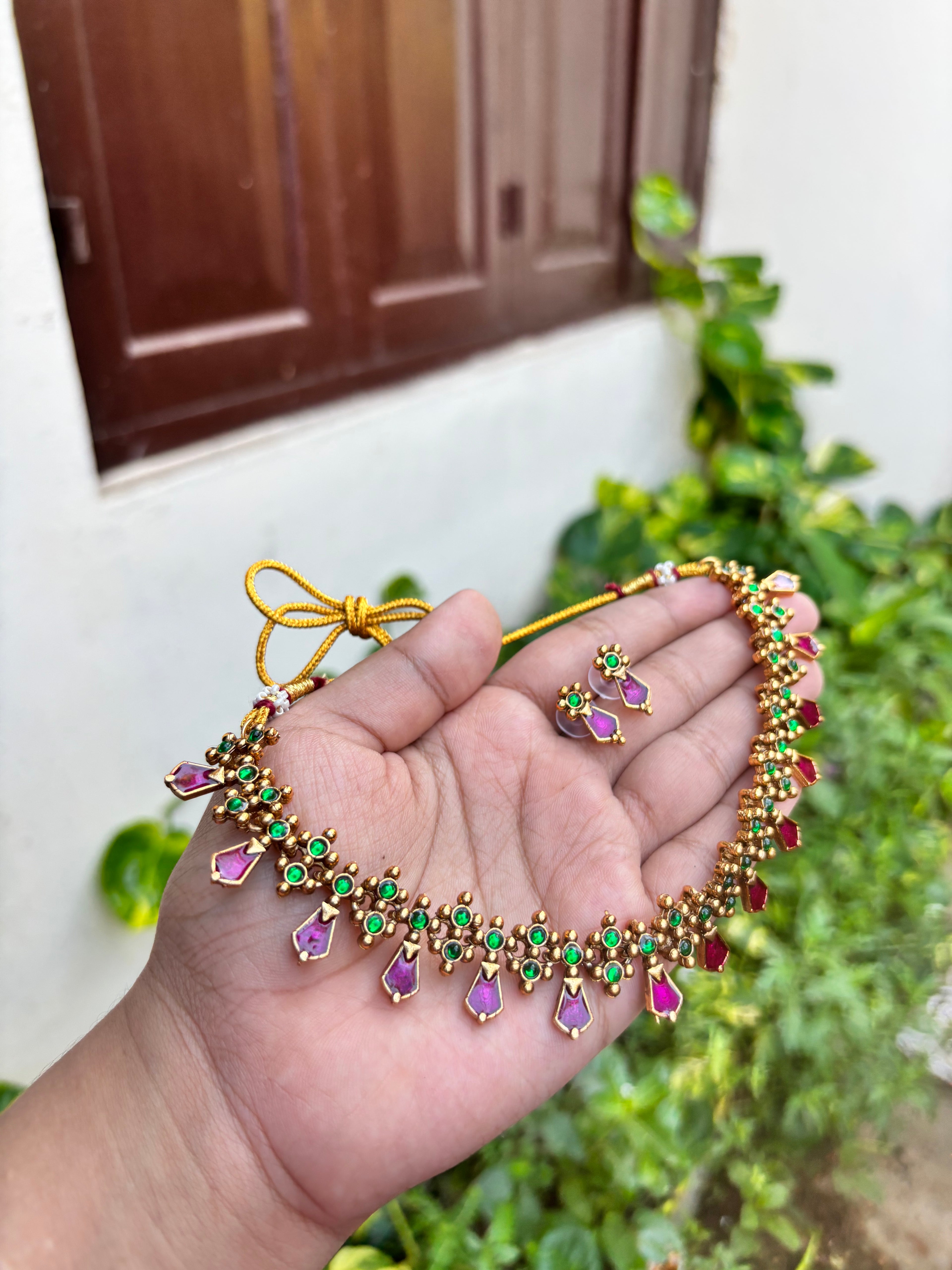 Enamel Nagapadam necklace cum choker