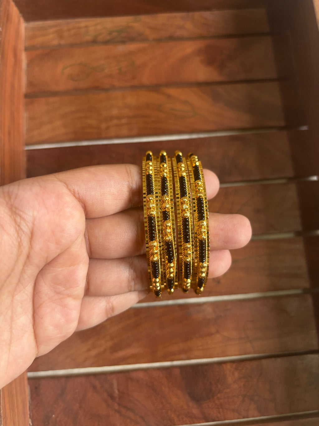 Black beaded bangles