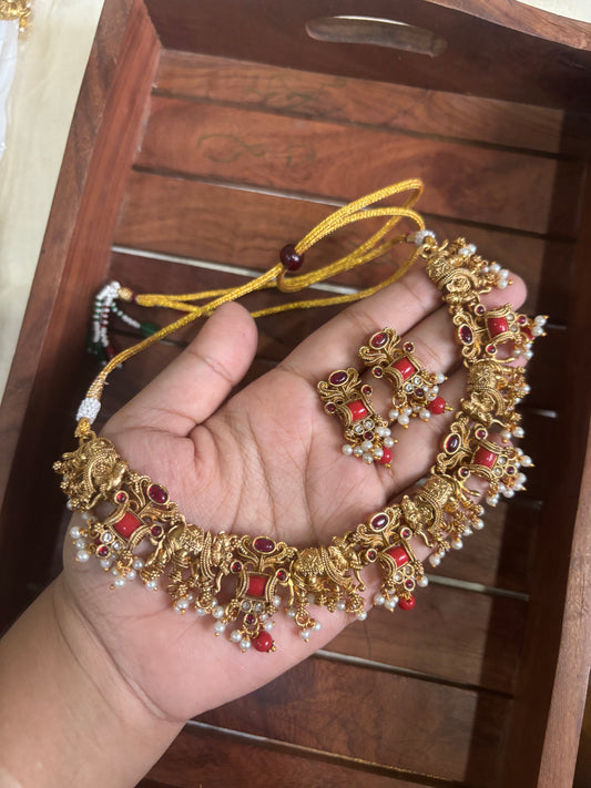 Coral elephant necklace