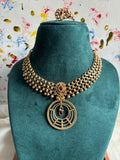 Gold red necklace