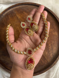 Embossed diamond stone necklace