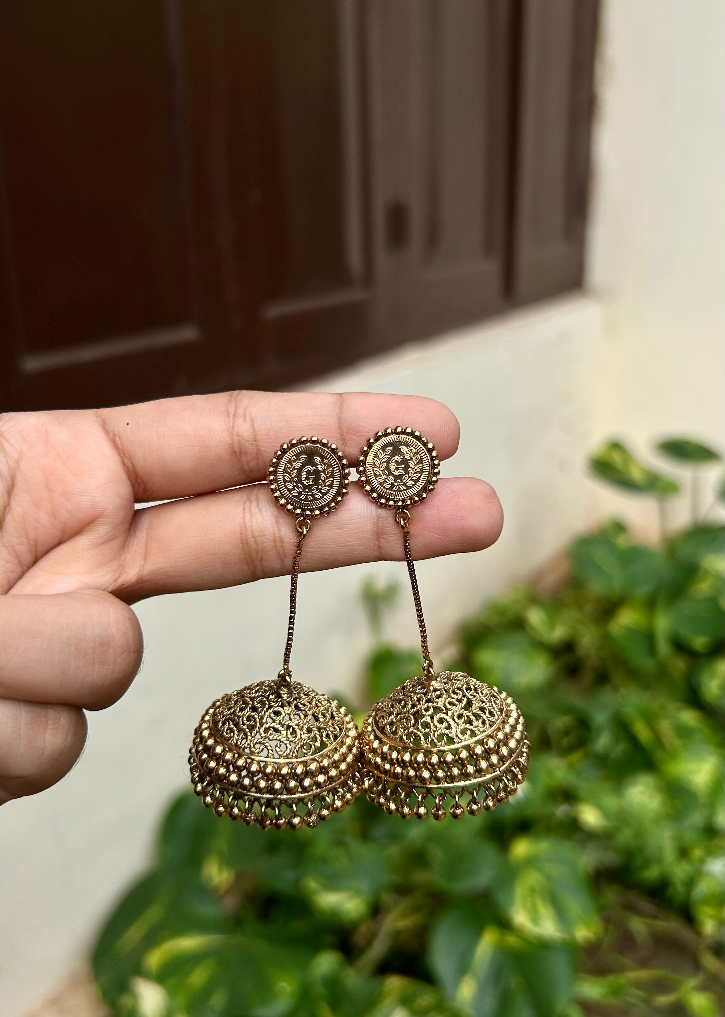 Antique string jhumka-2