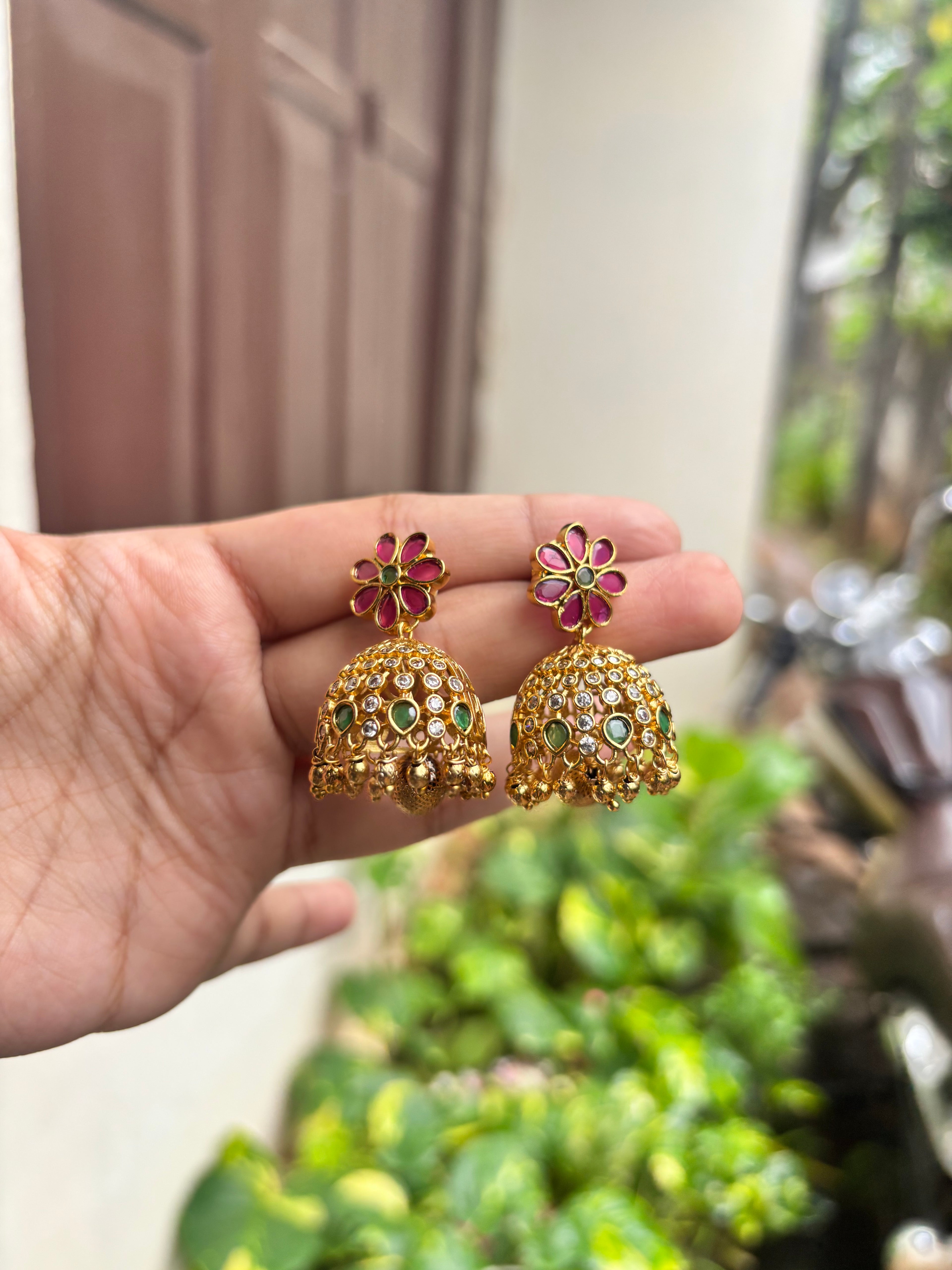 Flower jhumkas