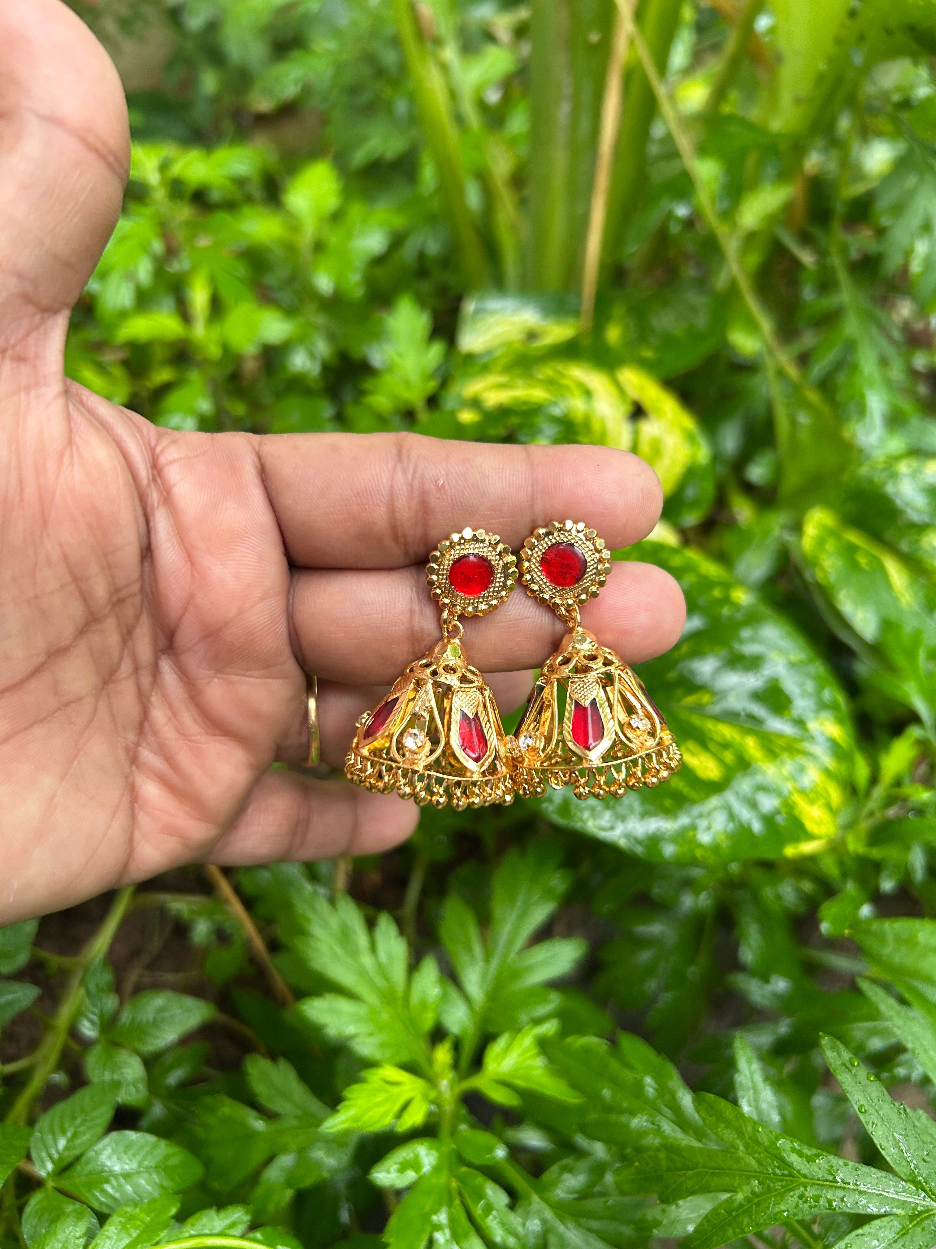 Nagapadam red jhumka