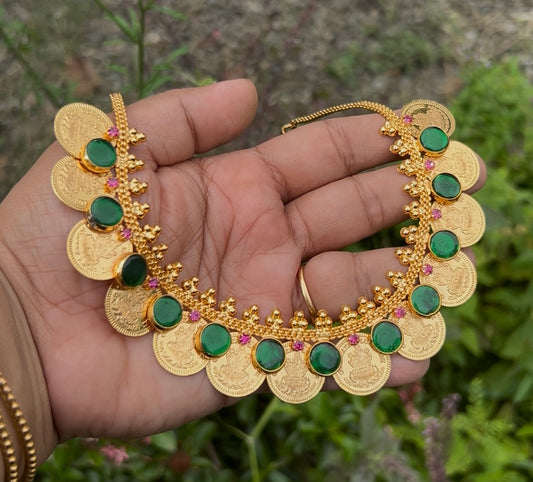 Emerald coin necklace