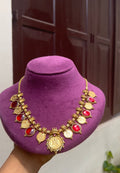 Red antique coin necklace