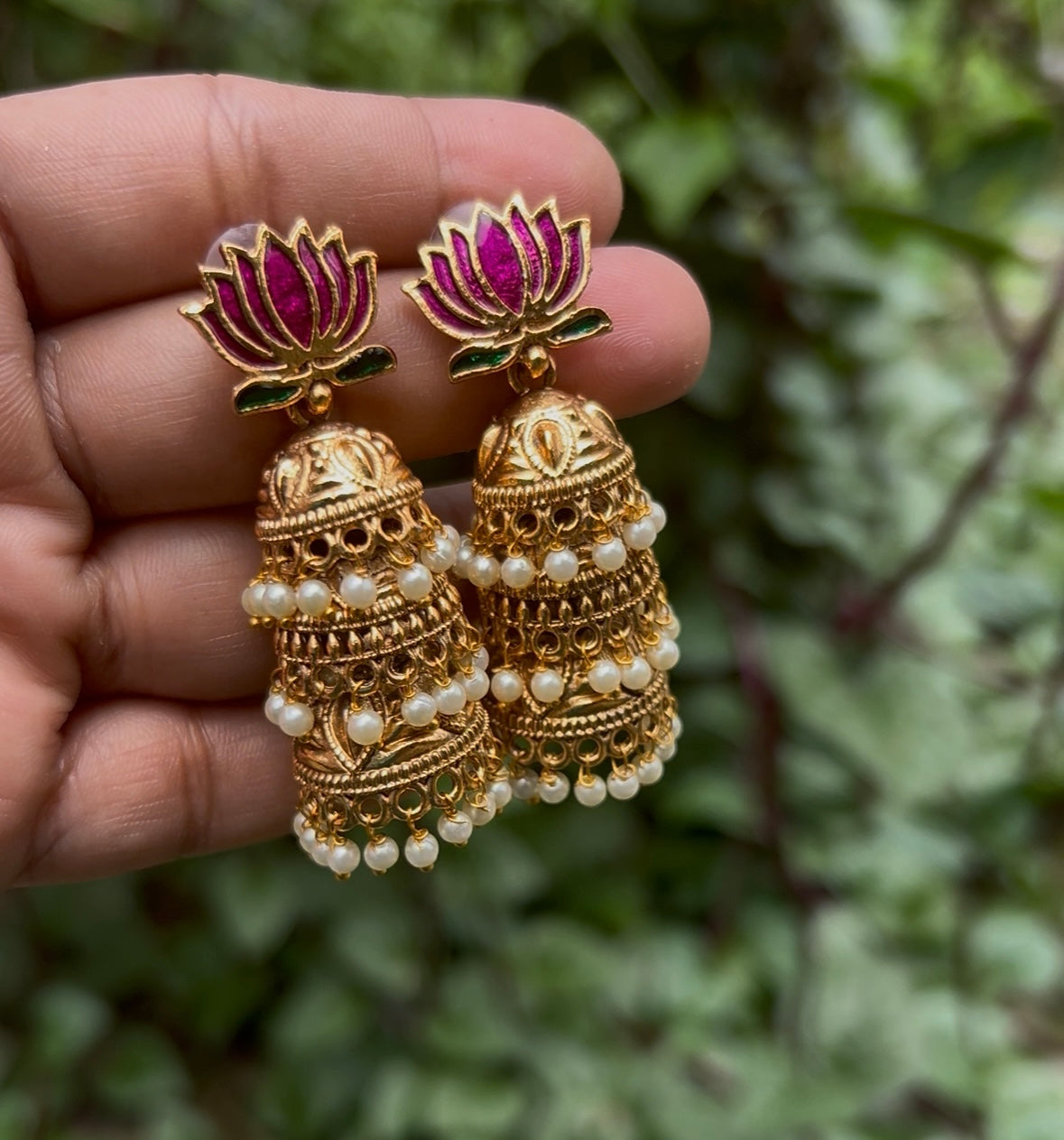 Layered lotus Jhumka