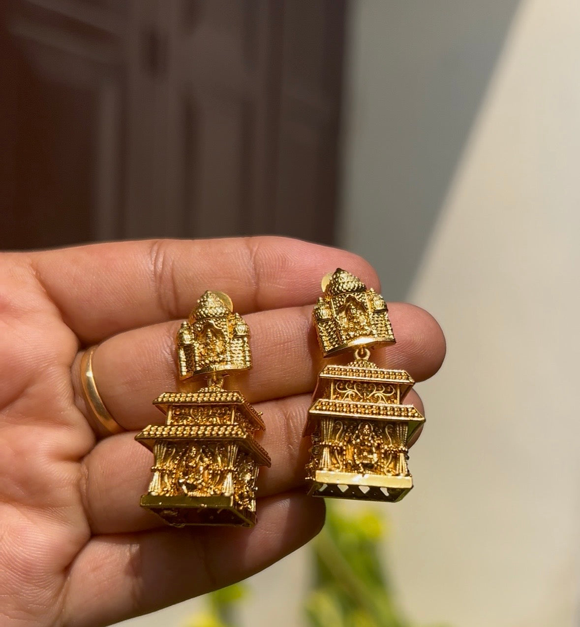 Tier temple jhumkas
