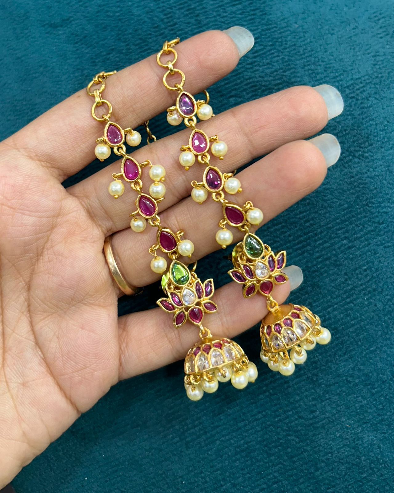 Lotus jhumka with maatal